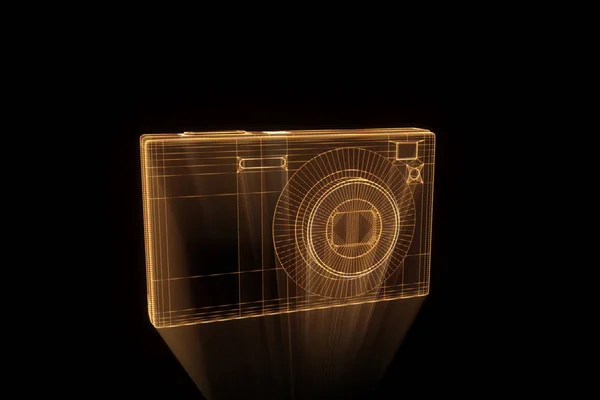 Fotokamera i hologrammet Wireframe stil. Fina 3d-Rendering — Stockfoto