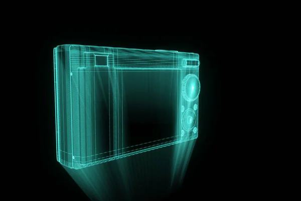 Fotokamera im Hologramm Wireframe-Stil. schönes 3D-Rendering — Stockfoto