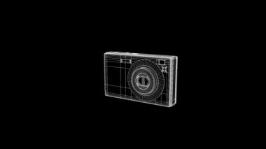 Fotoğraf makinesi Hologram tel kafes tarzı. Güzel 3d render