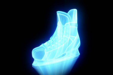 Hologram tel kafes tarzı buz pateni. Güzel 3d render