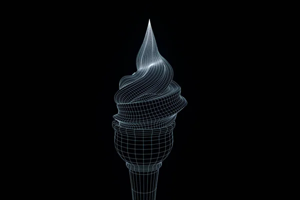 Icecream in Hologram Wireframe Style (en inglés). Niza 3D Rendering —  Fotos de Stock