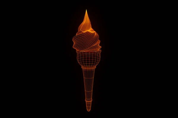 Icecream in Hologram Wireframe Style (en inglés). Niza 3D Rendering — Foto de Stock