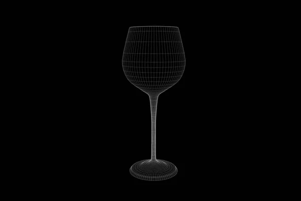 Kieliszek do wina w stylu model szkieletowy Hologram. Ładne renderowania 3d — Zdjęcie stockowe