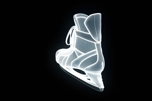 홀로그램 와이어 프레임 스타일에 아이스 스케이트입니다. 멋진 3d 렌더링 — 스톡 사진