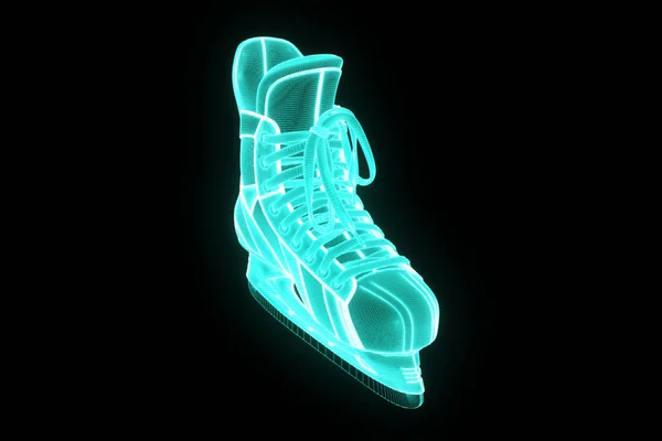 Patinaje sobre hielo en holograma Wireframe Style. Niza 3D Rendering —  Fotos de Stock