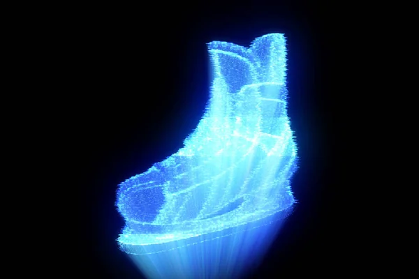 Patinaje sobre hielo en holograma Wireframe Style. Niza 3D Rendering — Foto de Stock