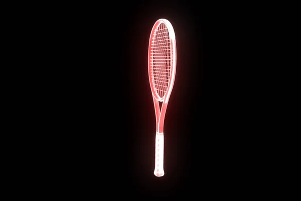 Tennisracket i hologrammet Wireframe stil. Fina 3d-Rendering — Stockfoto