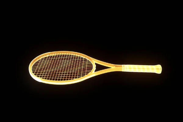 Racchetta da tennis in stile ologramma Wireframe. Rendering 3D piacevole — Foto Stock