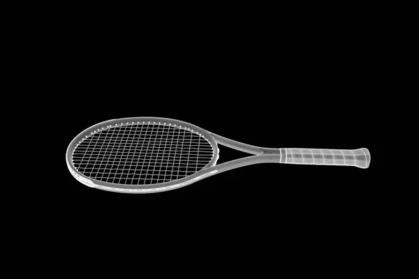 Tennis Racket in Hologram Wireframe Style. Nice 3D Rendering — Stock Photo, Image