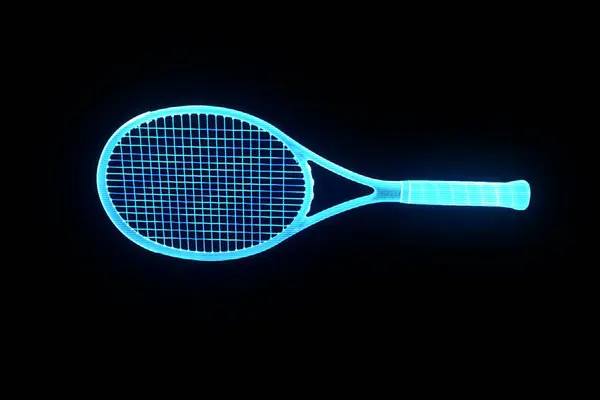 Racchetta da tennis in stile ologramma Wireframe. Rendering 3D piacevole — Foto Stock