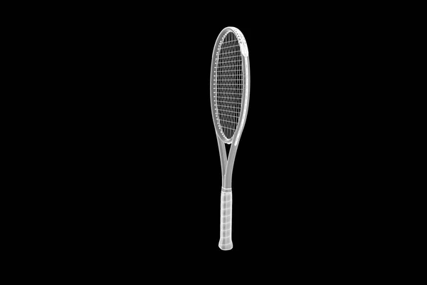 Raquete de tênis em estilo holograma Wireframe. Boa renderização 3D — Fotografia de Stock
