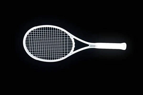 Tennis Racket in Hologram Wireframe Style. Nice 3D Rendering — Stock Photo, Image