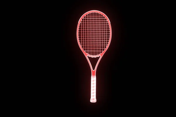 Tennisracket i hologrammet Wireframe stil. Fina 3d-Rendering — Stockfoto