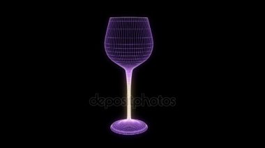 Şarap kadehi Hologram tel kafes tarzı. Güzel 3d render