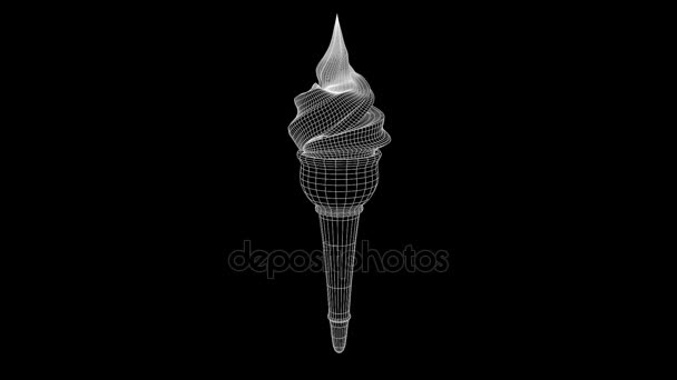 Icecream in Hologram Wireframe Style (en inglés). Niza 3D Rendering — Vídeos de Stock