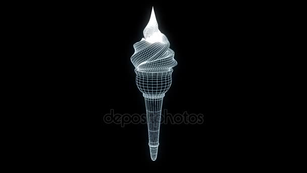 Icecream in Hologram Wireframe Style (en inglés). Niza 3D Rendering — Vídeos de Stock