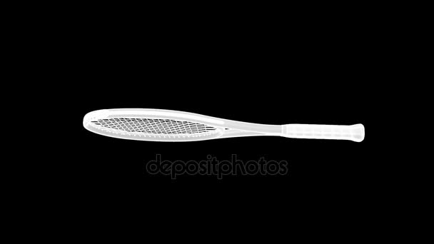 Tennisracket in Hologram Wireframe stijl. Mooie 3D-Rendering — Stockvideo