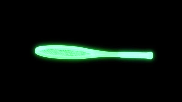 Tennisracket i hologrammet Wireframe stil. Fina 3d-Rendering — Stockvideo