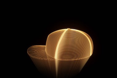 Tel Çerçeve hologramı tarzı 3D şapka kap. Güzel 3d render