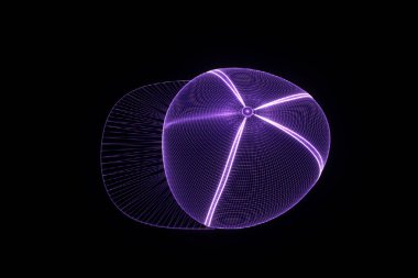 Tel Çerçeve hologramı tarzı 3D şapka kap. Güzel 3d render