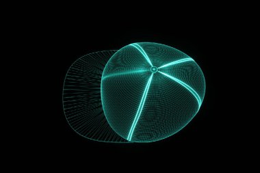 Tel Çerçeve hologramı tarzı 3D şapka kap. Güzel 3d render