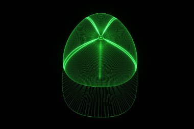 Tel Çerçeve hologramı tarzı 3D şapka kap. Güzel 3d render