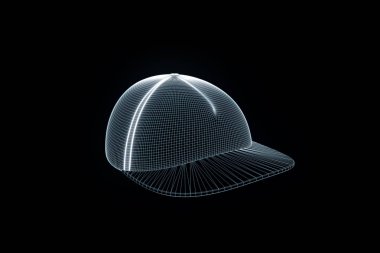 Tel Çerçeve hologramı tarzı 3D şapka kap. Güzel 3d render