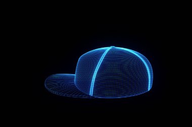 Tel Çerçeve hologramı tarzı 3D şapka kap. Güzel 3d render