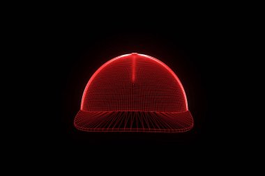 Tel Çerçeve hologramı tarzı 3D şapka kap. Güzel 3d render