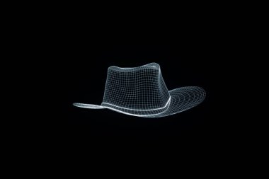Tel Çerçeve hologramı tarzı 3D şapka kap. Güzel 3d render