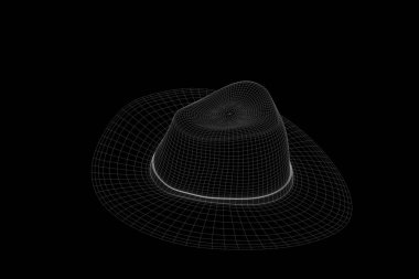 Tel Çerçeve hologramı tarzı 3D şapka kap. Güzel 3d render
