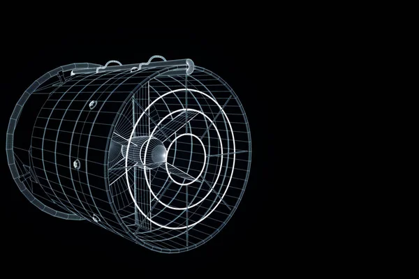 Обертальна вентиляційна турбіна у стилі голограма. 3D рендерингу — стокове фото