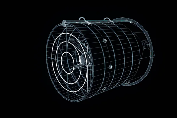 旋转风扇涡轮在全息图线框风格。漂亮的 3d 渲染 — 图库照片