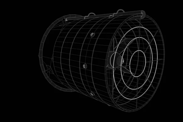 Rotation fläkt turbin i hologrammet Wireframe stil. Fina 3d-Rendering — Stockfoto