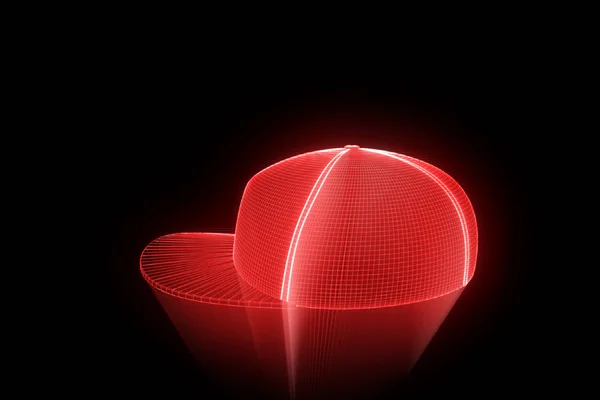 Gorra de sombrero 3D en estilo holograma Wireframe. Niza 3D Rendering —  Fotos de Stock