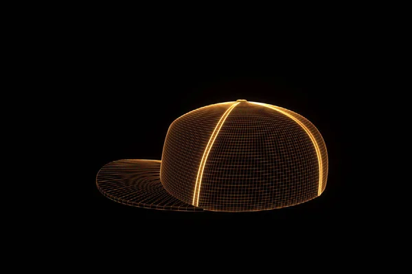 Cappellino 3D in stile ologramma wireframe. Rendering 3D piacevole — Foto Stock