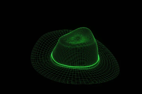 Chapeau 3D dans le style Wireframe hologramme. Belle rendu 3D — Photo