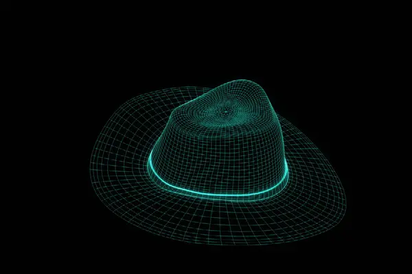 W stylu Hologram model szkieletowy 3D kapelusz Cap. Ładne renderowania 3d — Zdjęcie stockowe