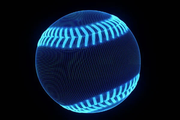 Baseball em holograma Wireframe Style. Boa renderização 3D — Fotografia de Stock