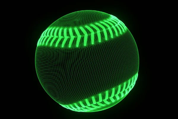 Baseball v stylu drátového modelu Hologram. Pěkný 3d vykreslování — Stock fotografie