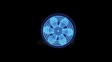 Döndürme Fan türbin Hologram tel kafes tarzı. Güzel 3d render