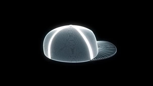 3 d ワイヤ フレーム ホログラム スタイルで帽子キャップ ハット。素敵な 3 d レンダリング — ストック動画