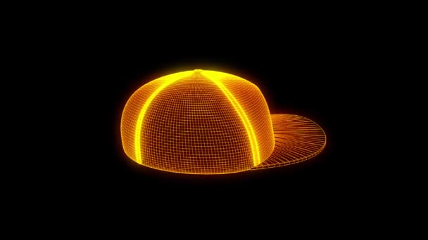 Gorra de sombrero 3D en estilo holograma Wireframe. Niza 3D Rendering — Vídeo de stock