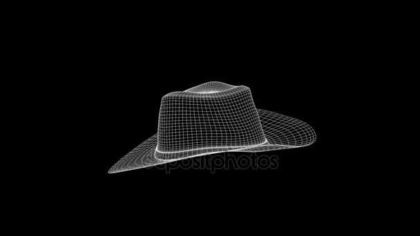 Gorra de sombrero 3D en estilo holograma Wireframe. Niza 3D Rendering — Vídeo de stock