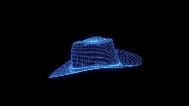 Tampa de chapéu 3D em estilo holograma Wireframe. Boa renderização 3D — Vídeo de Stock