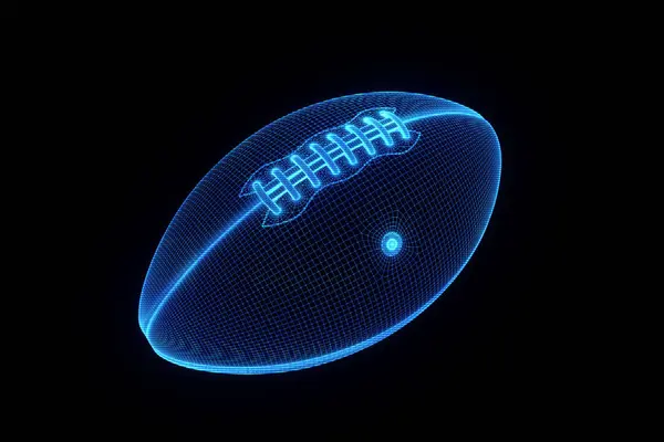 Voetbal in Hologram Wireframe stijl. Mooie 3D-Rendering — Stockfoto