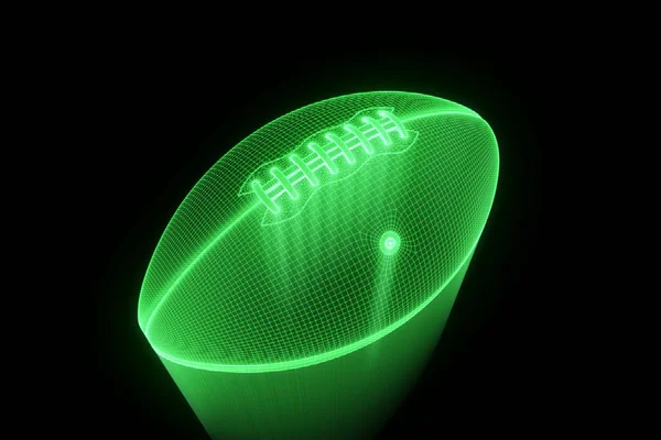 Fußball im Hologramm-Wireframe-Stil. schönes 3D-Rendering — Stockfoto