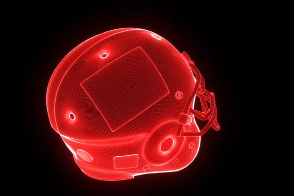 Football Helmet in Hologram Wireframe Style. Nice 3D Rendering