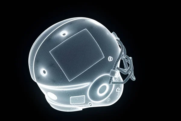 Voetbal helm in Hologram Wireframe stijl. Mooie 3D-Rendering — Stockfoto