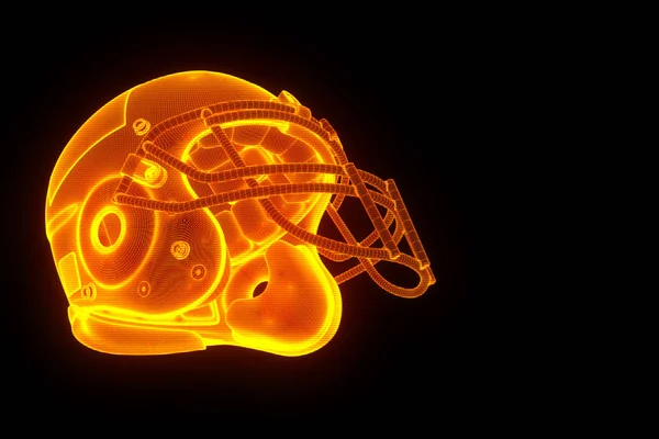 Football Helmet in Hologram Wireframe Style. Nice 3D Rendering — Stock Photo, Image